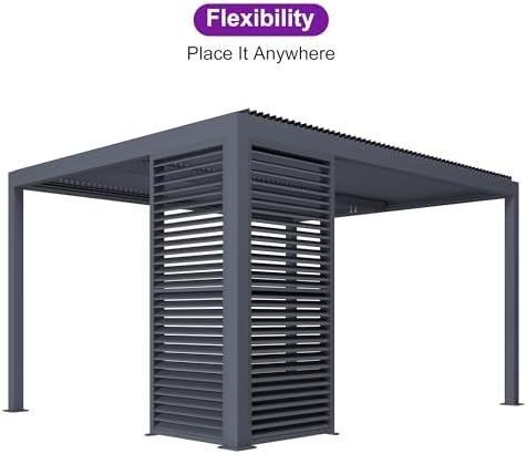 PURPLE LEAF Louvered Pergola Accessory 94AS Aluminum Louver Grille for Optima...