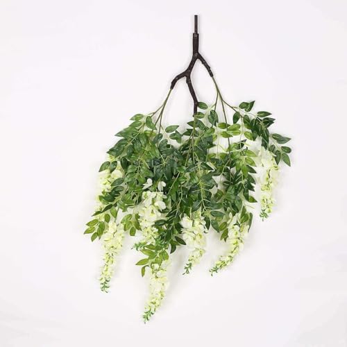 Efavormart 55" Cream Wisteria Hanging Canopy, 24-Branch Large Floral Cha...