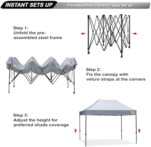 ABCCANOPY Patio Pop Up Canopy Tent 10x15 Commercial-Series (Gray)