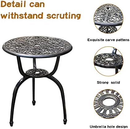 YKSY&YKSY Patio Bistro Set.Rust-Resistant Cast Aluminum Bistro Table Set ...