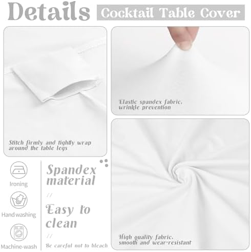 HAISIWLKJ 8 Pack Cocktail Table Covers 32x43 Inch Fitted Stretch Spandex Squa...