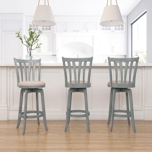 Hillsdale Furniture Savana Wood Bar Height Stool, 30" high, Blue Wire Brush