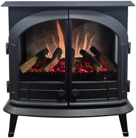Modern Ember Harlowe Freestanding Electric Fireplace Stove Heater in Black wi...
