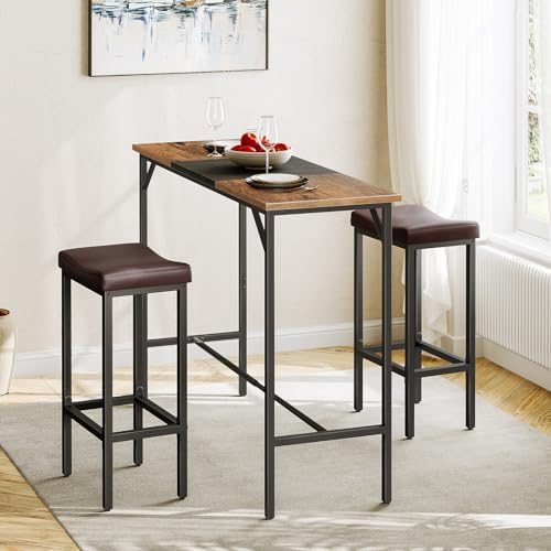 HOOBRO Bar Chairs, Set of 2 Counter Height Saddle Stools with Curved Surface,...