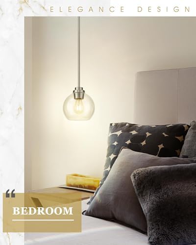 Pendant Lights Kitchen Island 2 Pack, 7" Modern Brushed Nickel Hanging L...