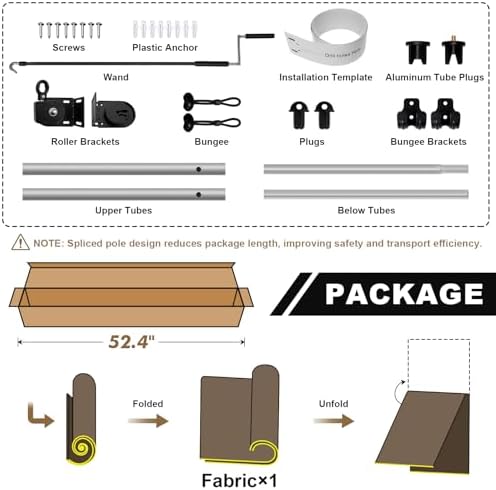 Artpuch Outdoor Roller Shade 8' W x 8' H, Gray Exterior Cordless Pati...
