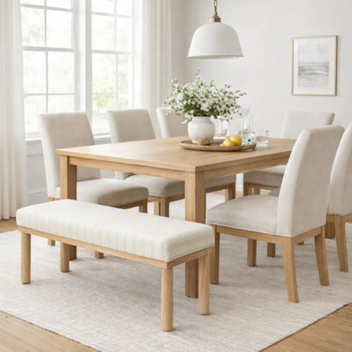 HomePop 47.5" Oslo Bench - Marigold Pinstripe Fabric