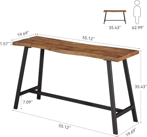 55" Solid Wood Bar Table, Rustic Brown