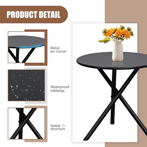 Shintenchi 3 Piece Outdoor Rocking Bistro Set, Textilene Fabric Small Patio F...