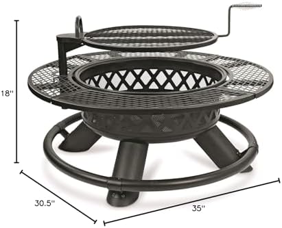 CASTLECREEK 47" Fire Pit BBQ Grill Outdoor Wood Burning Steel Log Firepi...