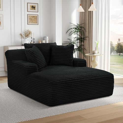 Oversized Chaise Lounge Chair Indoor,50" W Upholstered Corduroy Sofa wit...