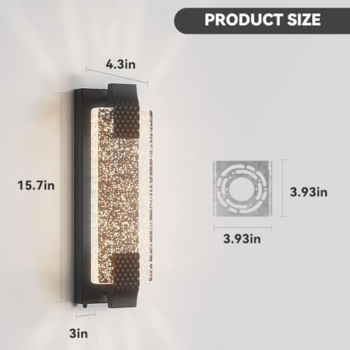 camuucci Dusk to Dawn Outdoor Wall Light, Sparkling Glow Porch Sconce