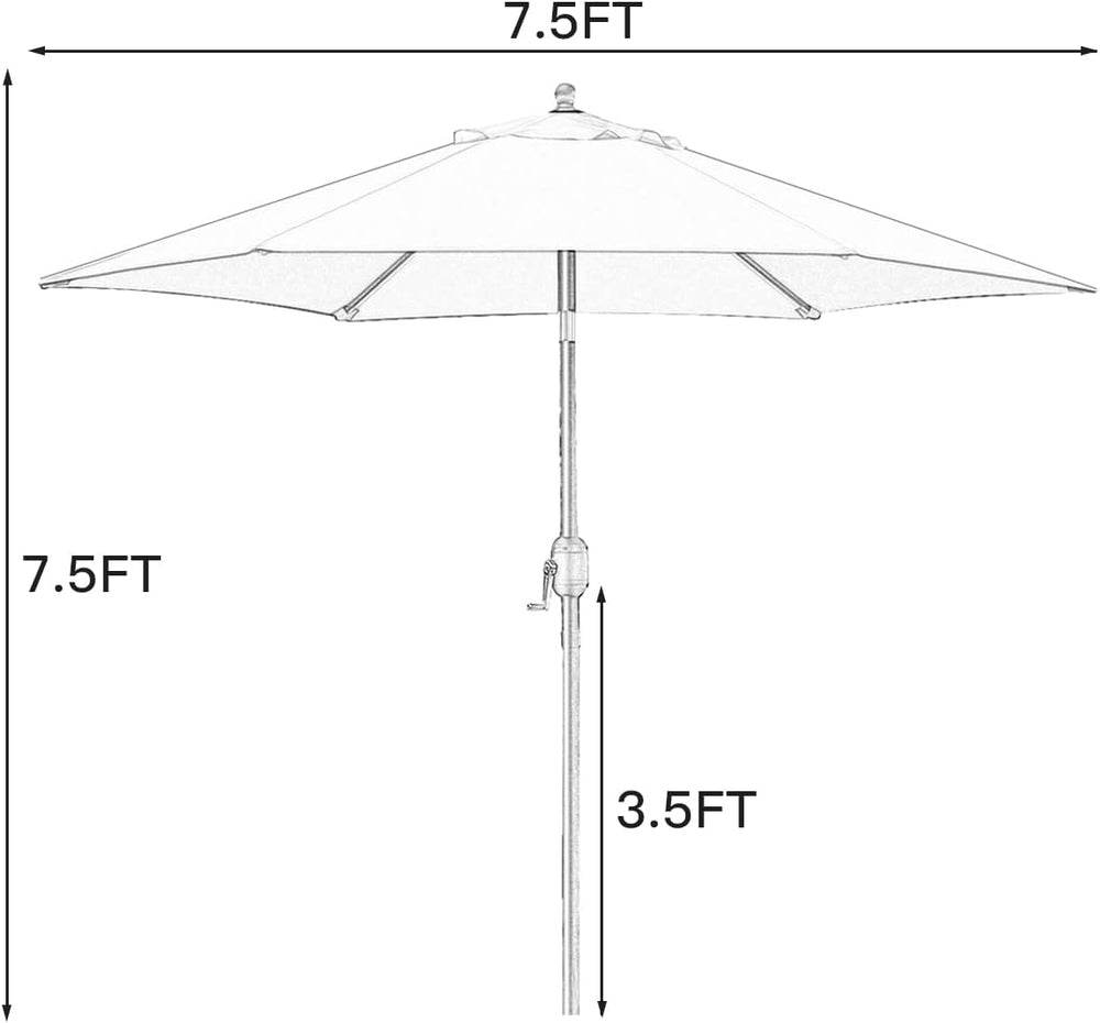 Sunnyglade 7.5' Patio Umbrella Outdoor Table Umbrella Tilt Crank