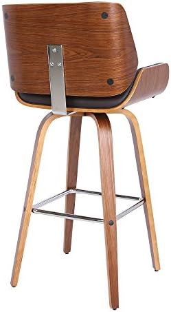 Armen Living Tyler 26" Counter Height Swivel Brown Faux Leather and Waln...