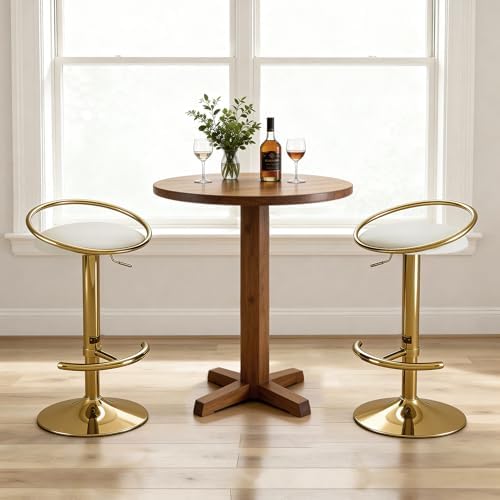 Bar Stools Set of 2, Adjustable Swivel Counter Stools with Upholstered Seat, ...