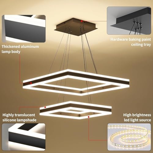 Modern LED Chandelier, 2-Light Black Ceiling Chandelier Pro for Dining Room L...
