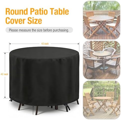 POMER Round Patio Furniture Set Cover,Outdoor Round Table Cover 42"D x 4...