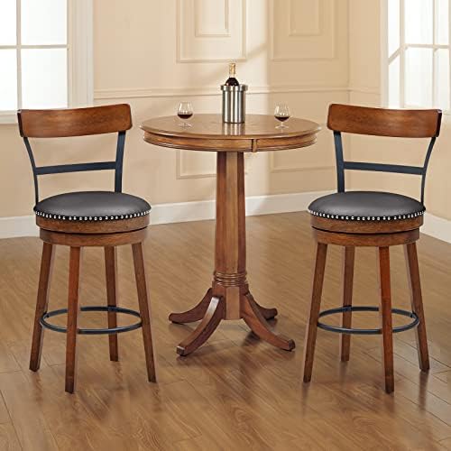 GIANTEX Bar Stools Set of 2-25.5" Counter Height Swivel Rubber Wood Bars...