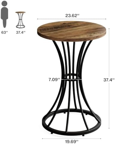 Tribesigns 37.4" H Bar Table, Round Bar Table with Curved Metal Base, Ba...