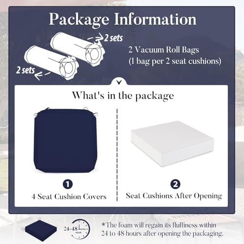 Basic Beyond Outdoor Chair Cushions for Patio Furniture, Waterproof Outdoor S...