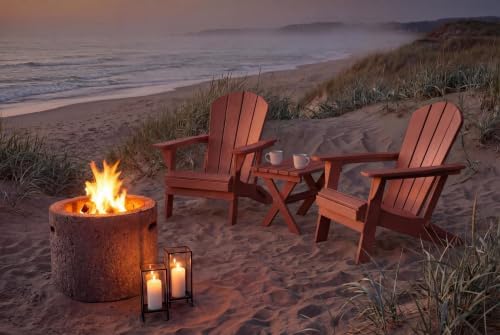 Folding Adirondack Chairs Set of 2 with Cup Holder, Heavy Duty HDPE Plastic O...