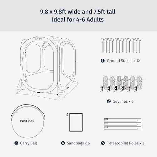 East Oak Pop up Screen Tent with Mosquito Netting, Portable Screen House Cano...