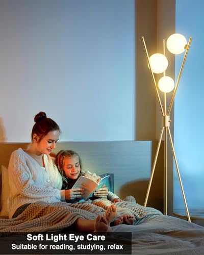 Lightdot Tripod Floor Lamp Stepless Dimmable Globe Modern Floor Lamp Gold Sta...