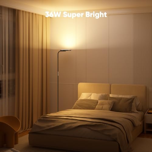 SIBRILLE 36W LED Floor Lamp, Super Bright Standing Lamp, Modern Stepless Dimm...