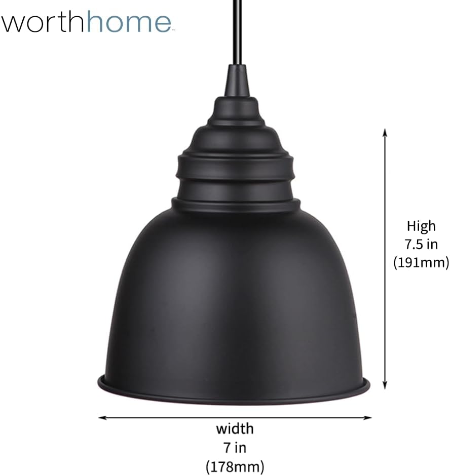 Worth Home Matte Black Pendant Recessed Can Conversion Kit Small Black Dome