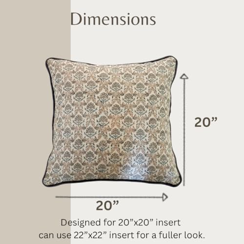 Palm & Loom 100% Cotton Linen Cushion Cover - Aira Decorative Throw Pillo...