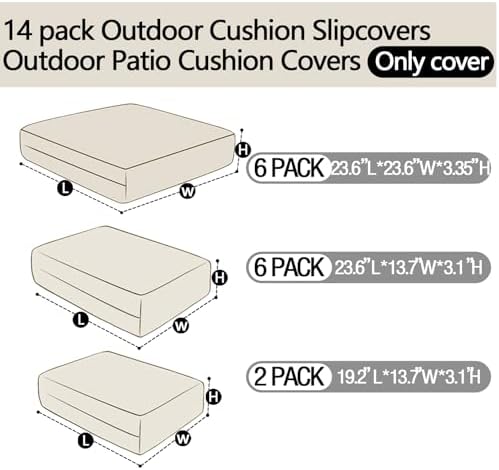 14 Pieces Patio Cushion Covers Replacement Outdoor Couch Cushions Covers Spla...