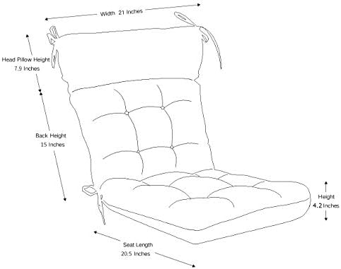 QILLOWAY Outdoor Rocking Chair Cushion 43x21 Inch, 100% Polyester Waterproof ...