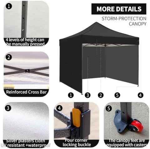 10x10 Pop up Canopy Tent with Sidewalls,Heavy Duty Waterproof Sun Shade Canop...