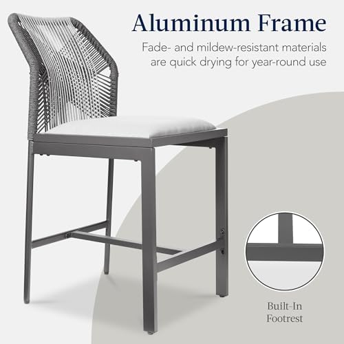 Best Choice Products Indoor Outdoor Counter Height Bar Stools Set of 2, Armle...