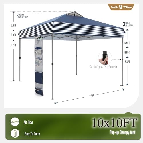 Sophia & William Canopy Tent 10x10 Pop up, One Person Push Set up Tents