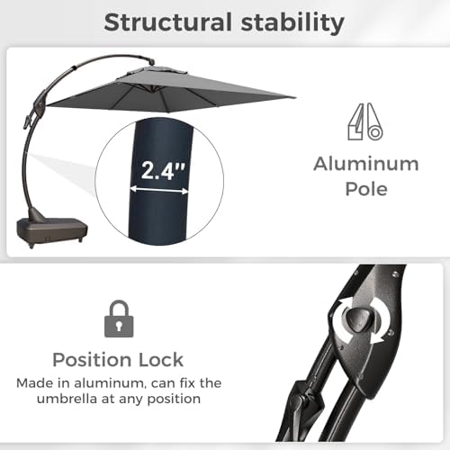 Grand patio 10x13 FT Large Cantilever Umbrella with Base & Cover, Gray