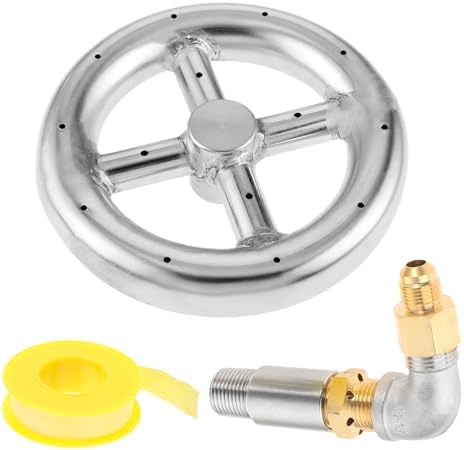 6" Round Fire Pit Burner Ring with Stainless Steel and Brass 1/2" A...