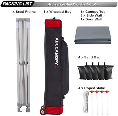 ABCCANOPY Ez Pop Up Canopy Tent with Sidewalls 10x10 Commercial -Series, Dark...