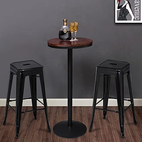 Yaheetech 30 Inch Metal Bar Stools Set of 4, Stackable Barstools, Black