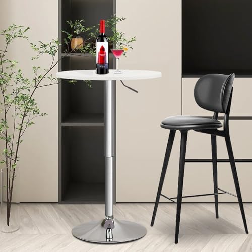 CLATINA Round Bar Table, Height Adjustable 26"-36" Bistro Pub Table...