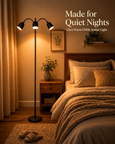 1700K Ultra-Warm 3-Head Floor Lamp, 80.7" Tall Standing Lamp with Steple...