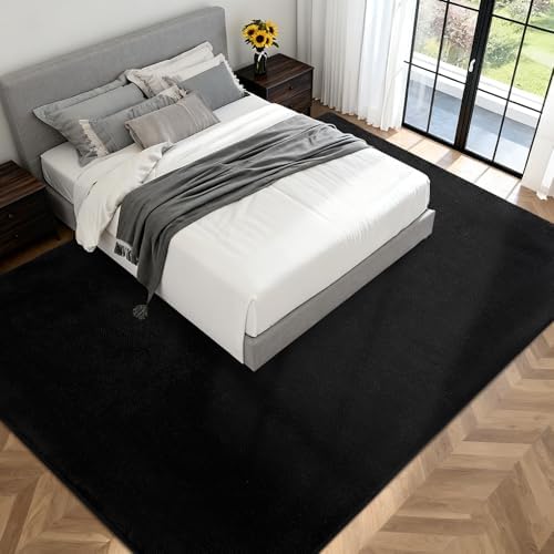 Large Area Rugs for Living Room Bedroom 6x9 Black Rug Ultra Soft