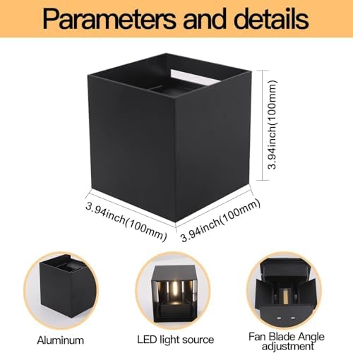 Mille Lucciole 12W 2Pack Outdoor Wall Lights Exterior/Interior,LED Black Outd...