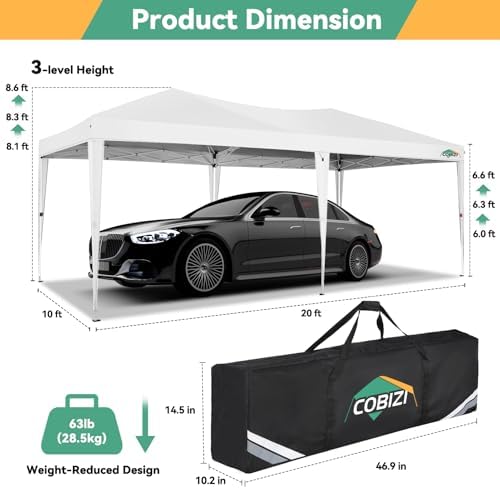 COBIZI 10x20 FT Pop up Canopy Tent with Sidewalls, Party Tents for Parties, C...