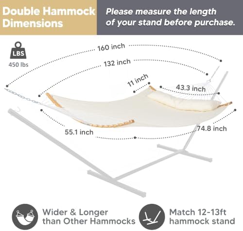 SUNCREAT Hammocks for Outside Hanging Tree Hammock for Outdoor, Beige