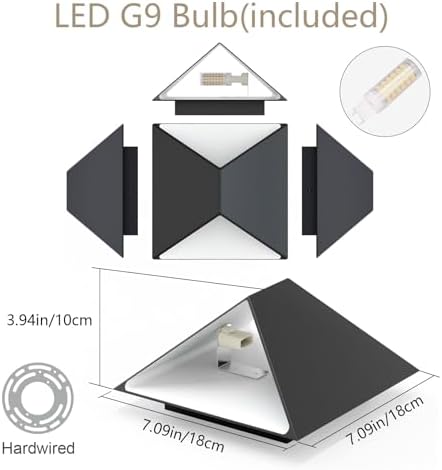 Tipace Black Wall Sconce 2 Packs Hardwired Indoor Modern Wall Lights LED Up a...