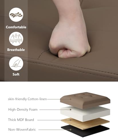 OS MOTOR Folding Storage Ottoman Bench, Brown, 43 Inches