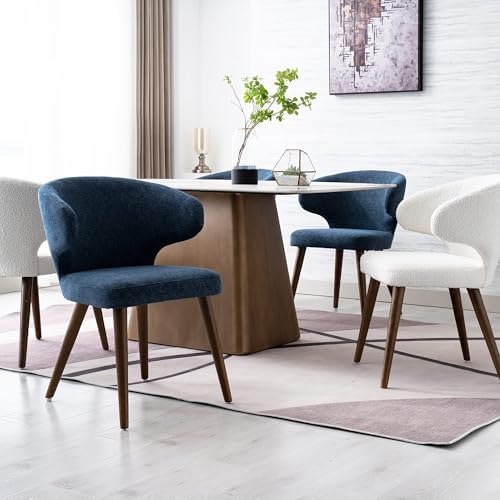 HNY Mid Century Modern Sherpa Boucle Dining Chairs Set of 6, Upholstered Curv...