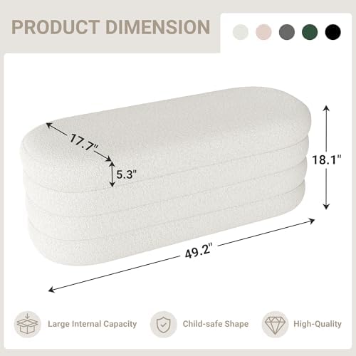 Busaurus Storage Ottoman Bench 49.2 Inch Upholstered Fabric Storage Bench for...