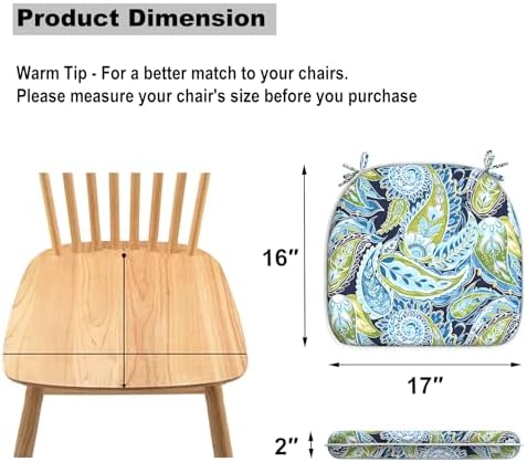 DYTXIII Set of 2 Outdoor Chair Cushions with Ties,Water Repellent Patio Chair...